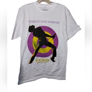 Queen Bohemian Rhapsody Movie T-Shirt M Cotton White (Stained) Freddie Nwot
